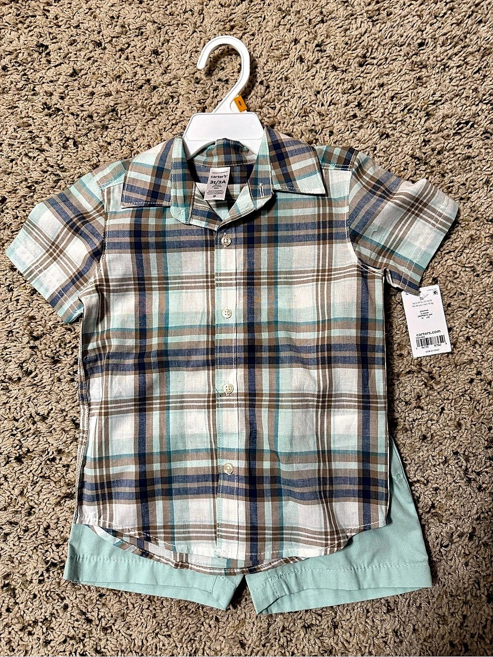 Carter's 2-Piece Plaid Set Boys 3T NWT